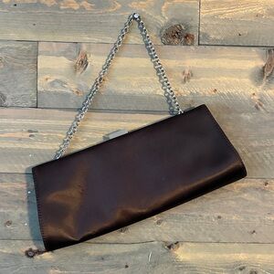 EXCELLENT CONDITION- Ann Taylor chocolate brown Satin Clutch
